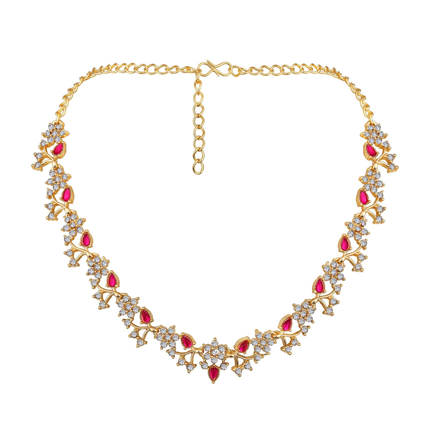 Atasi International American Diamond AD with Colorful Crystal Necklace Jewellery Set for Women/Girls | Perfect for Weddings, Parties & Festive Occasions