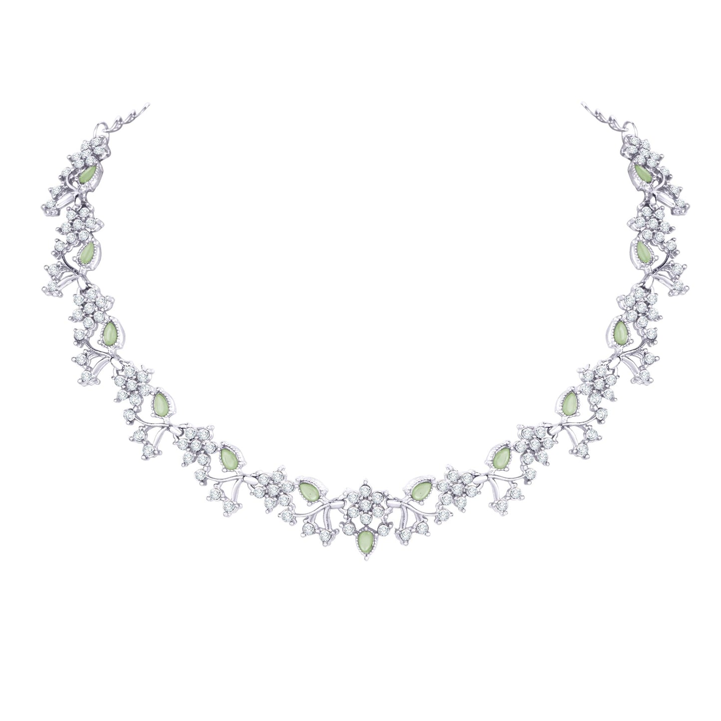 Atasi International American Diamond AD with Colorful Crystal Necklace Jewellery Set for Women/Girls | Perfect for Weddings, Parties & Festive Occasions