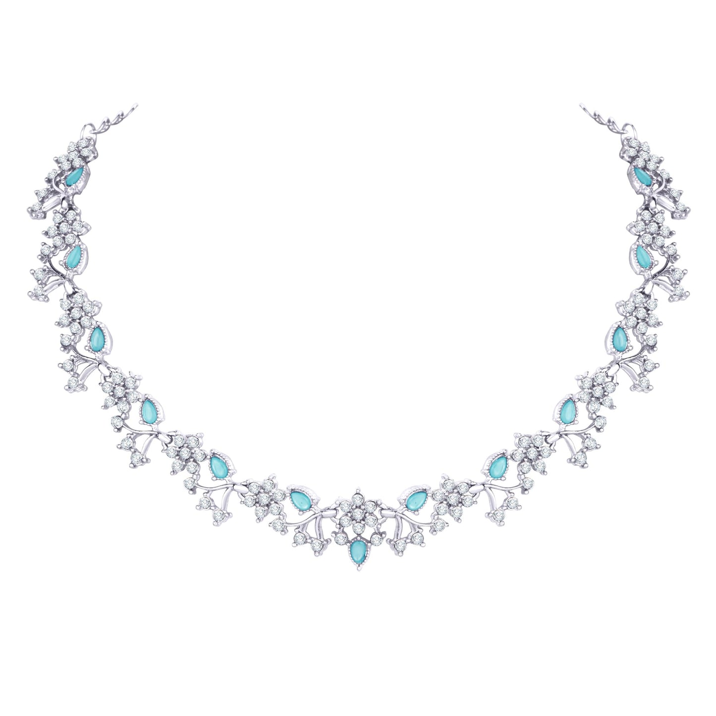 Atasi International American Diamond AD with Colorful Crystal Necklace Jewellery Set for Women/Girls | Perfect for Weddings, Parties & Festive Occasions