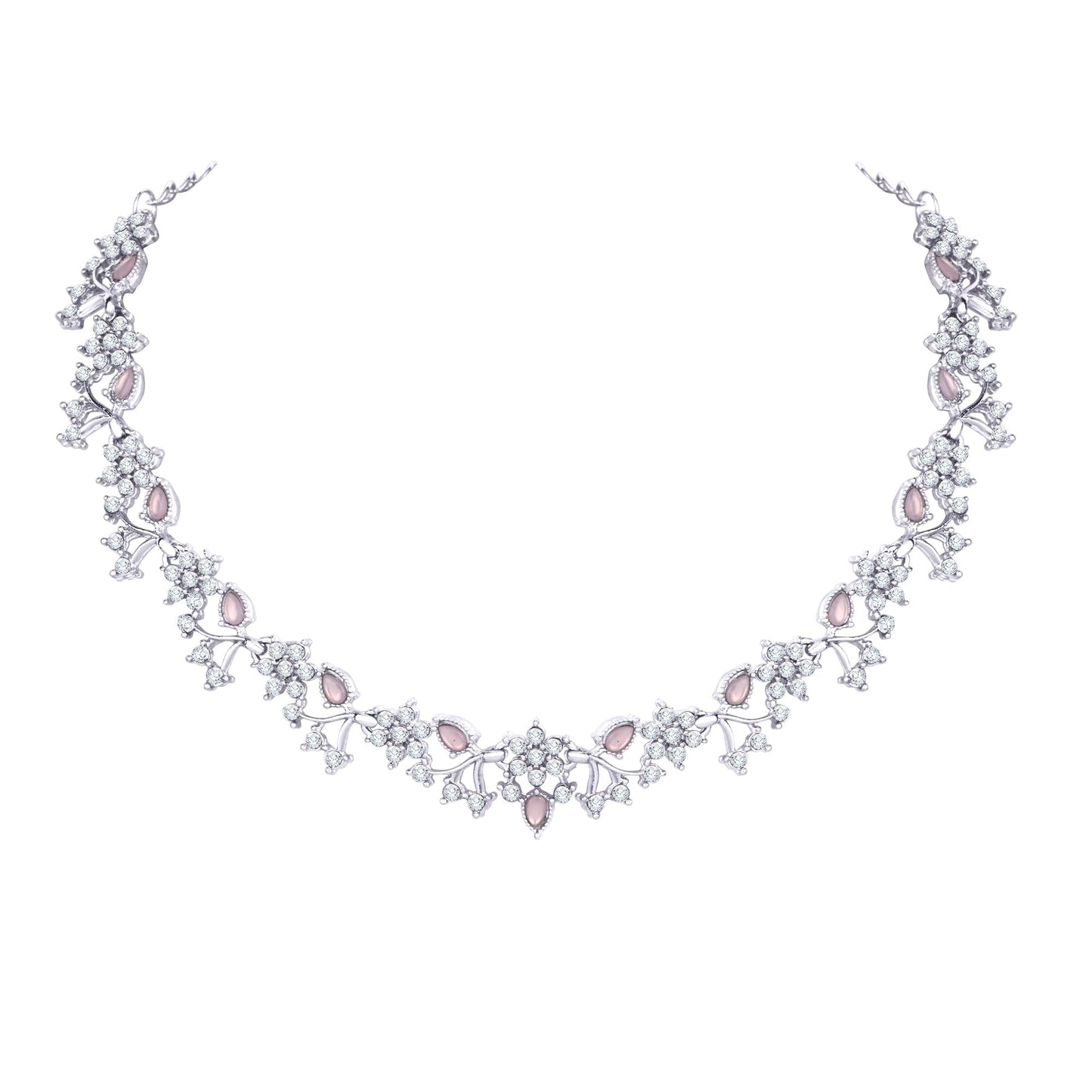 Atasi International American Diamond AD with Colorful Crystal Necklace Jewellery Set for Women/Girls | Perfect for Weddings, Parties & Festive Occasions