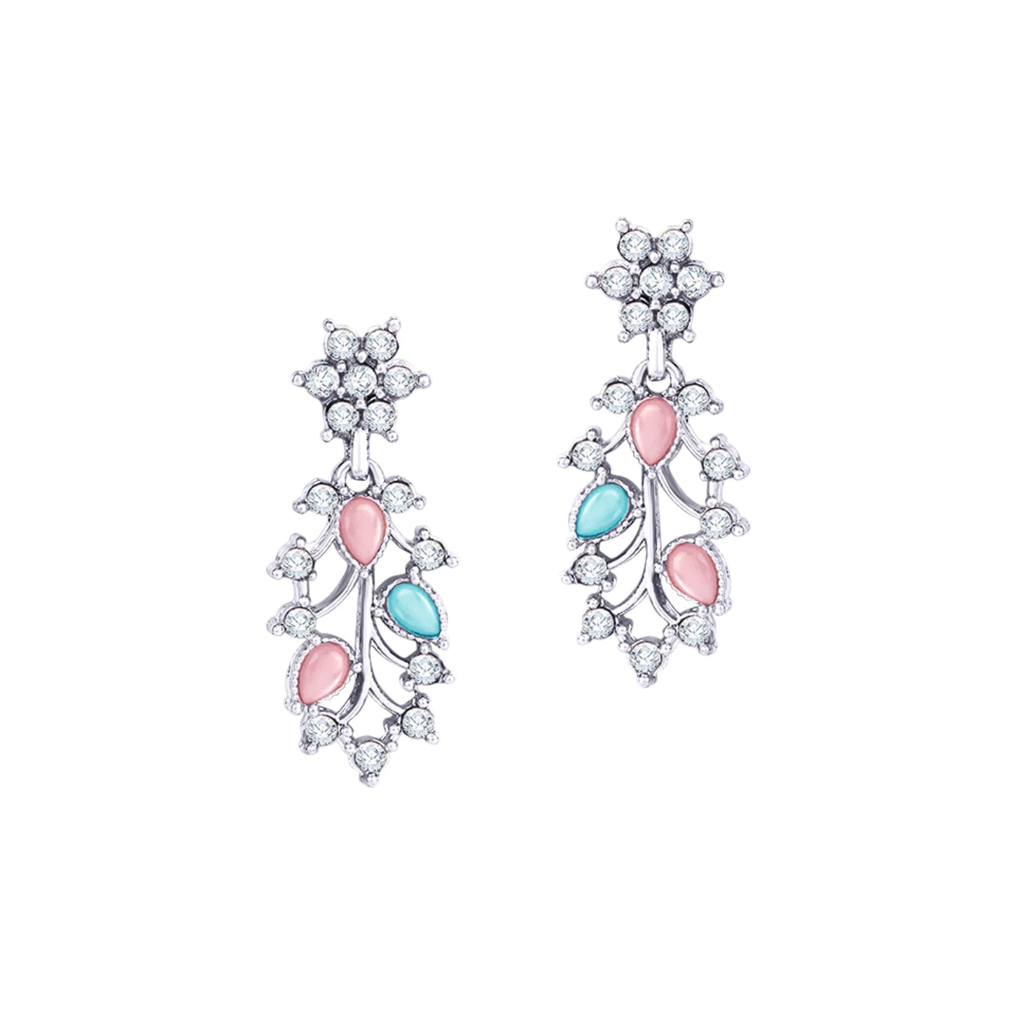 Atasi International American Diamond AD with Colorful Crystal Necklace Jewellery Set for Women/Girls | Perfect for Weddings, Parties & Festive Occasions