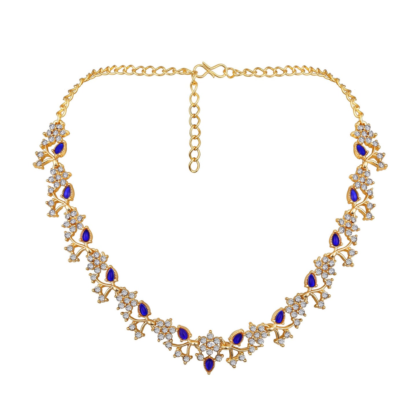 Atasi International American Diamond AD with Colorful Crystal Necklace Jewellery Set for Women/Girls | Perfect for Weddings, Parties & Festive Occasions