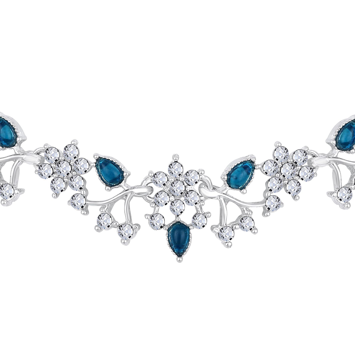 Atasi International American Diamond AD with Colorful Crystal Necklace Jewellery Set for Women/Girls | Perfect for Weddings, Parties & Festive Occasions