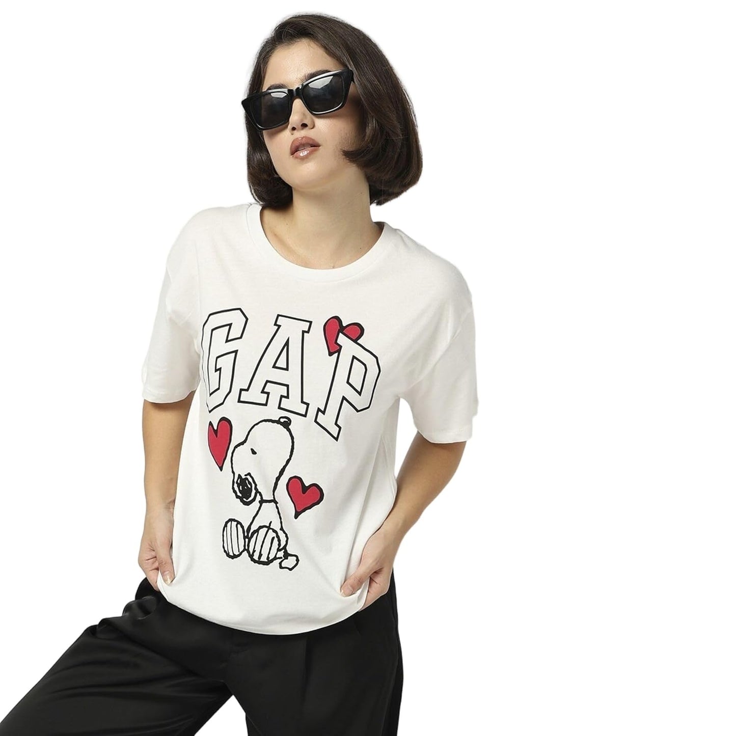 GAP Women's Slim Fit Solid Short Sleeves Round Neck T-Shirt