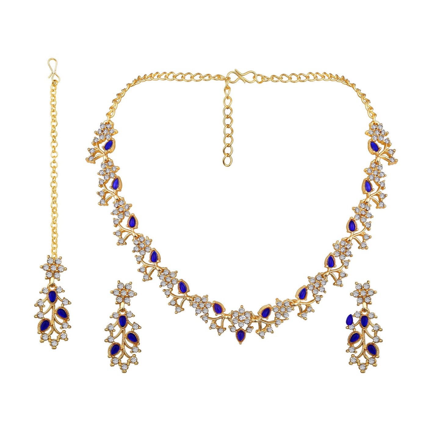 Atasi International American Diamond AD with Colorful Crystal Necklace Jewellery Set for Women/Girls | Perfect for Weddings, Parties & Festive Occasions