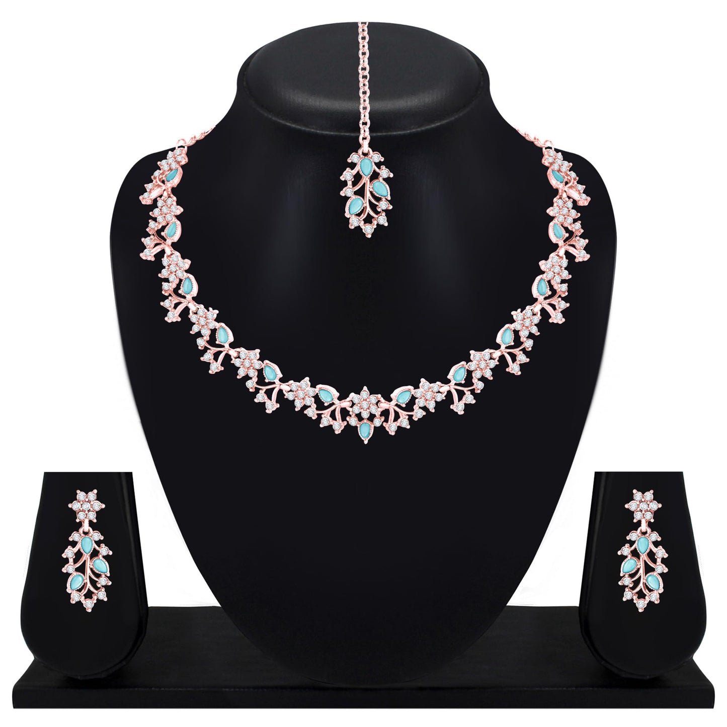 Atasi International American Diamond AD with Colorful Crystal Necklace Jewellery Set for Women/Girls | Perfect for Weddings, Parties & Festive Occasions