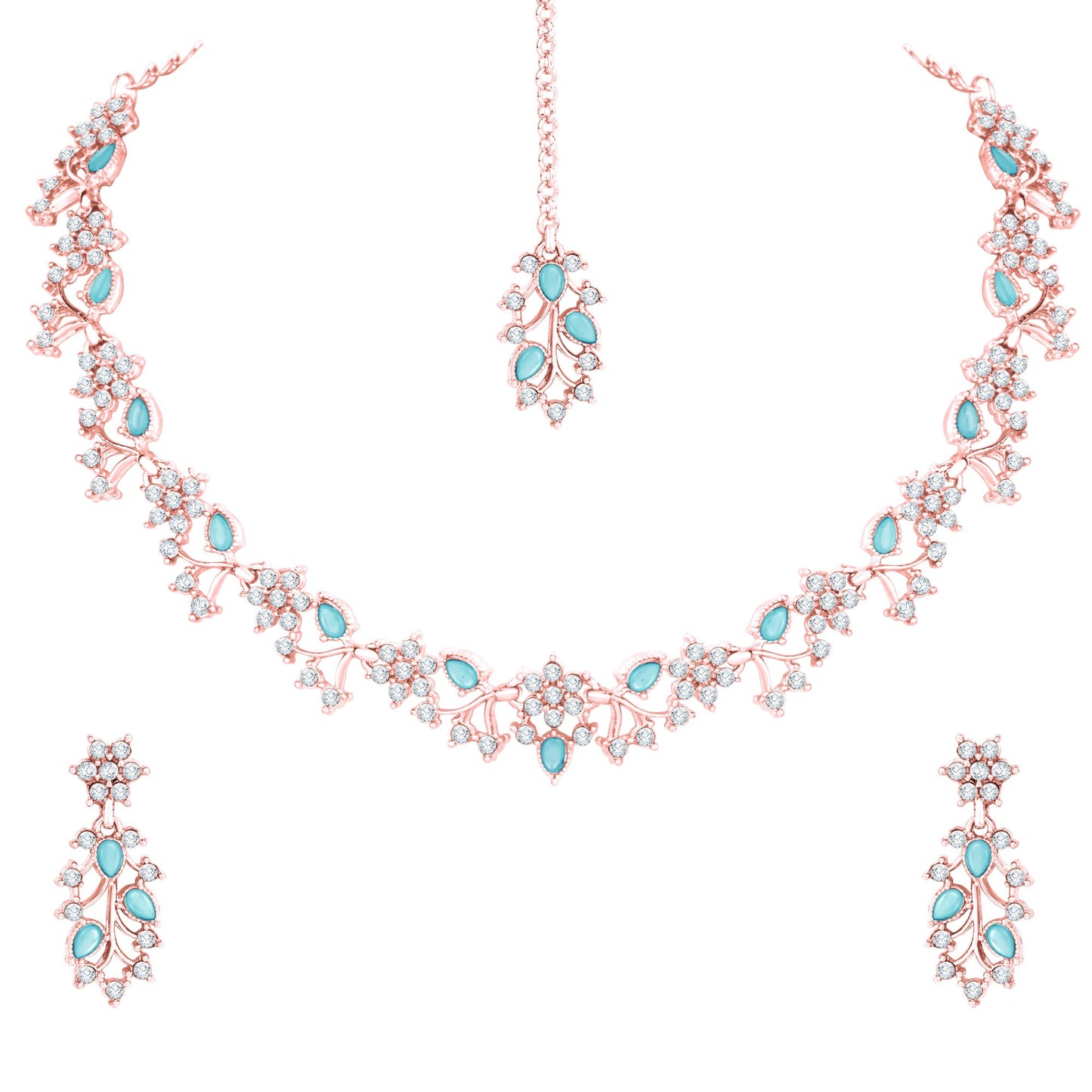 Atasi International American Diamond AD with Colorful Crystal Necklace Jewellery Set for Women/Girls | Perfect for Weddings, Parties & Festive Occasions