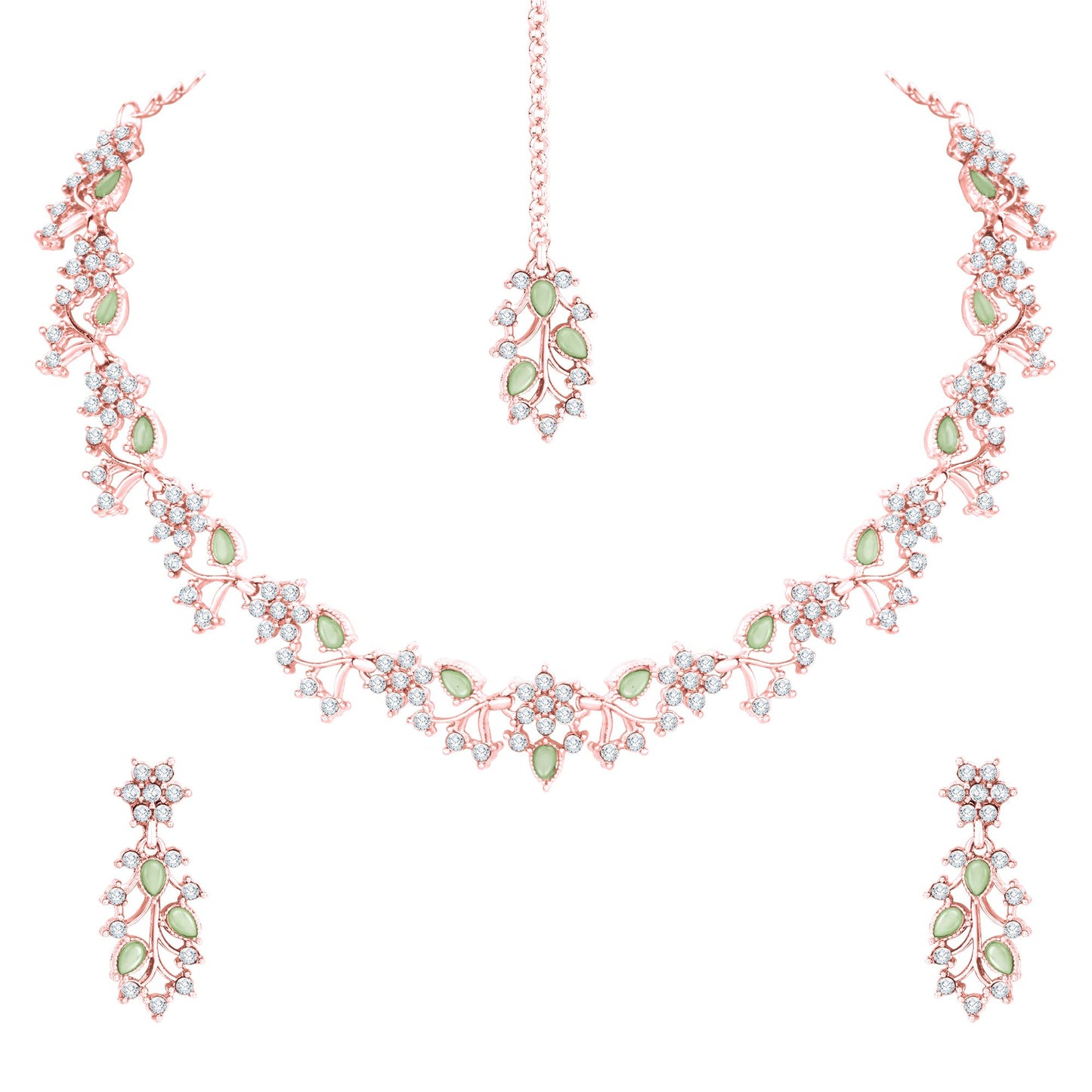 Atasi International American Diamond AD with Colorful Crystal Necklace Jewellery Set for Women/Girls | Perfect for Weddings, Parties & Festive Occasions