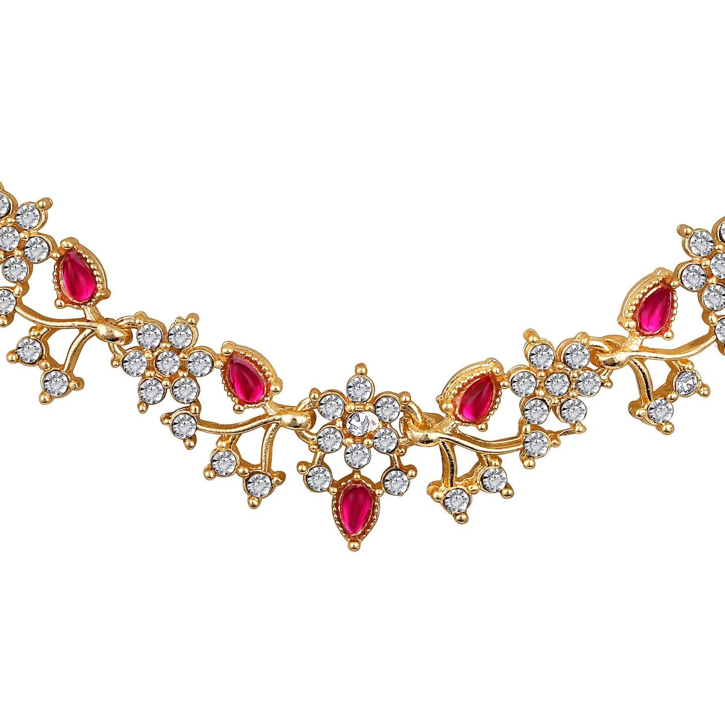 Atasi International American Diamond AD with Colorful Crystal Necklace Jewellery Set for Women/Girls | Perfect for Weddings, Parties & Festive Occasions