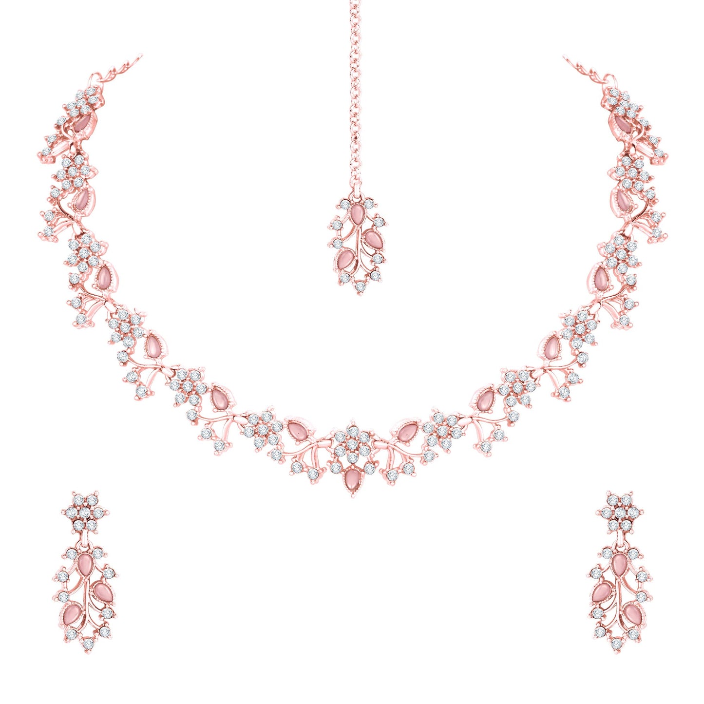 Atasi International American Diamond AD with Colorful Crystal Necklace Jewellery Set for Women/Girls | Perfect for Weddings, Parties & Festive Occasions