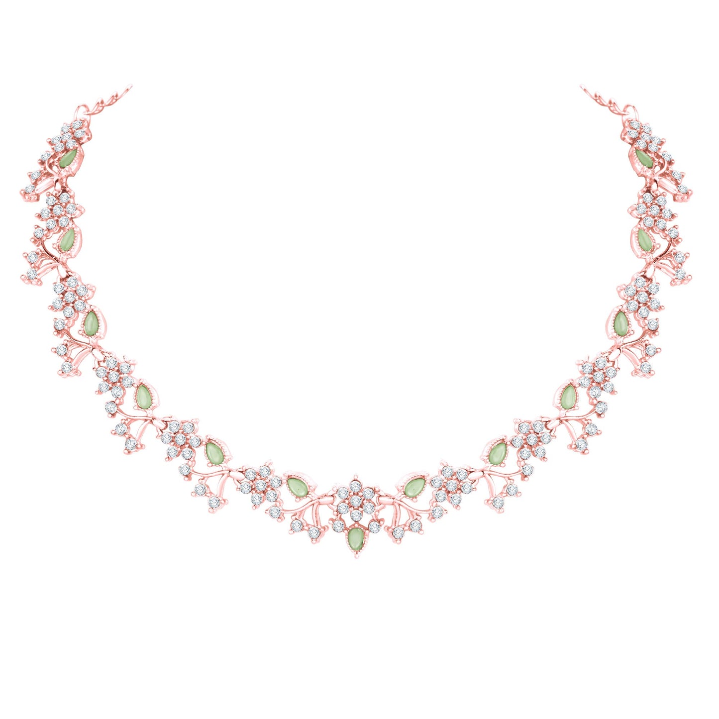 Atasi International American Diamond AD with Colorful Crystal Necklace Jewellery Set for Women/Girls | Perfect for Weddings, Parties & Festive Occasions