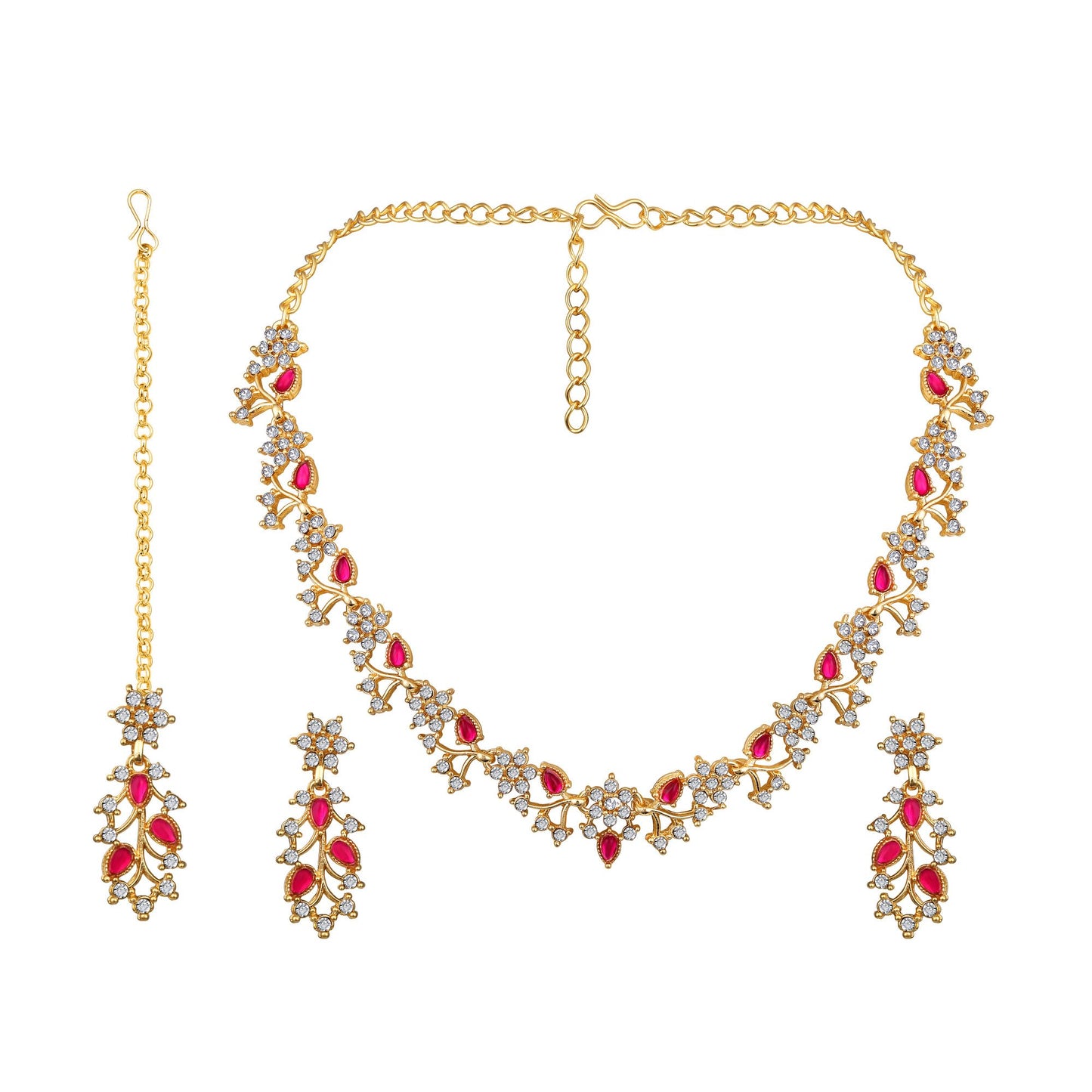 Atasi International American Diamond AD with Colorful Crystal Necklace Jewellery Set for Women/Girls | Perfect for Weddings, Parties & Festive Occasions
