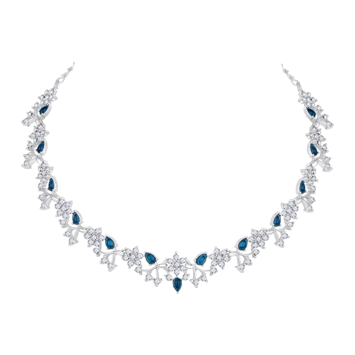 Atasi International American Diamond AD with Colorful Crystal Necklace Jewellery Set for Women/Girls | Perfect for Weddings, Parties & Festive Occasions