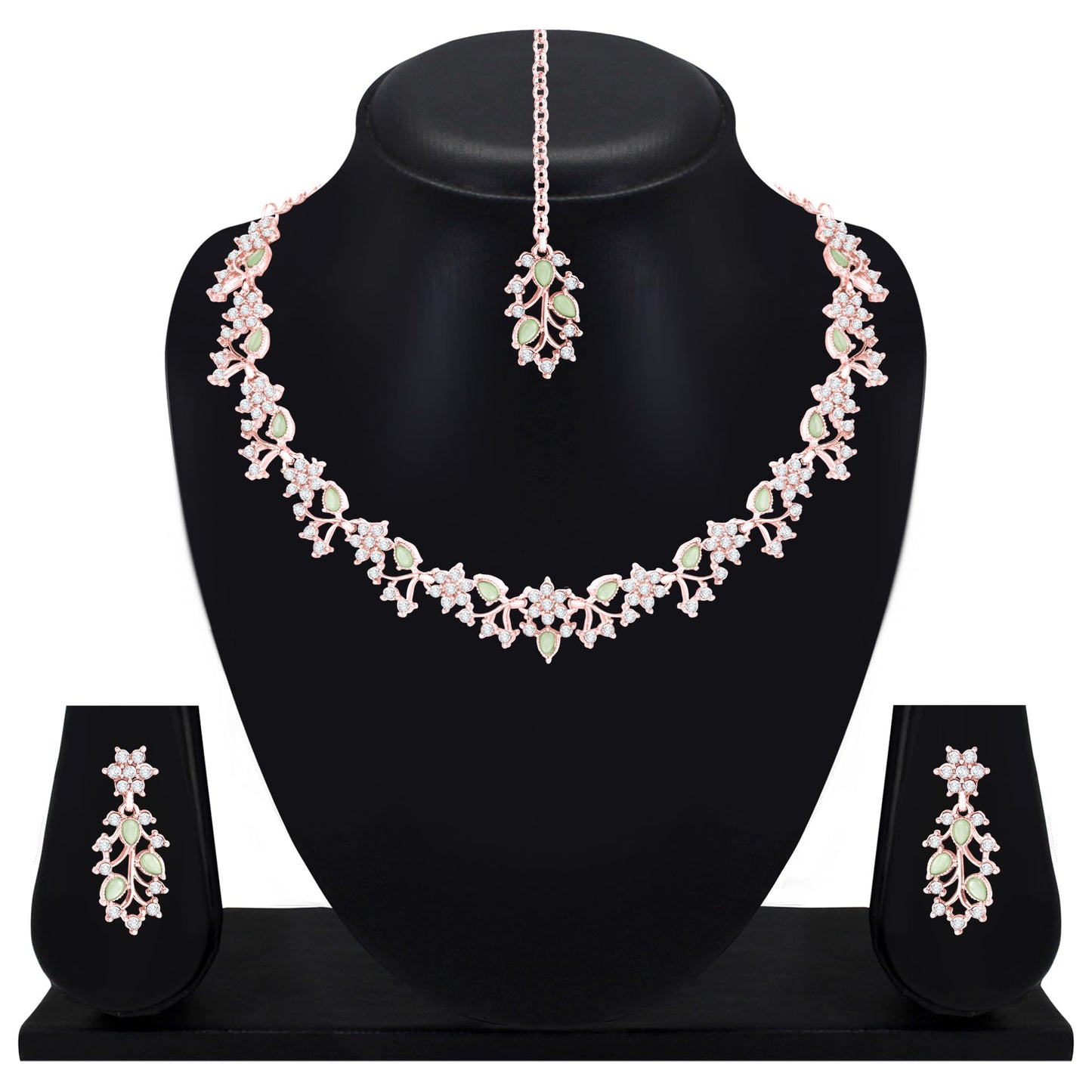 Atasi International American Diamond AD with Colorful Crystal Necklace Jewellery Set for Women/Girls | Perfect for Weddings, Parties & Festive Occasions
