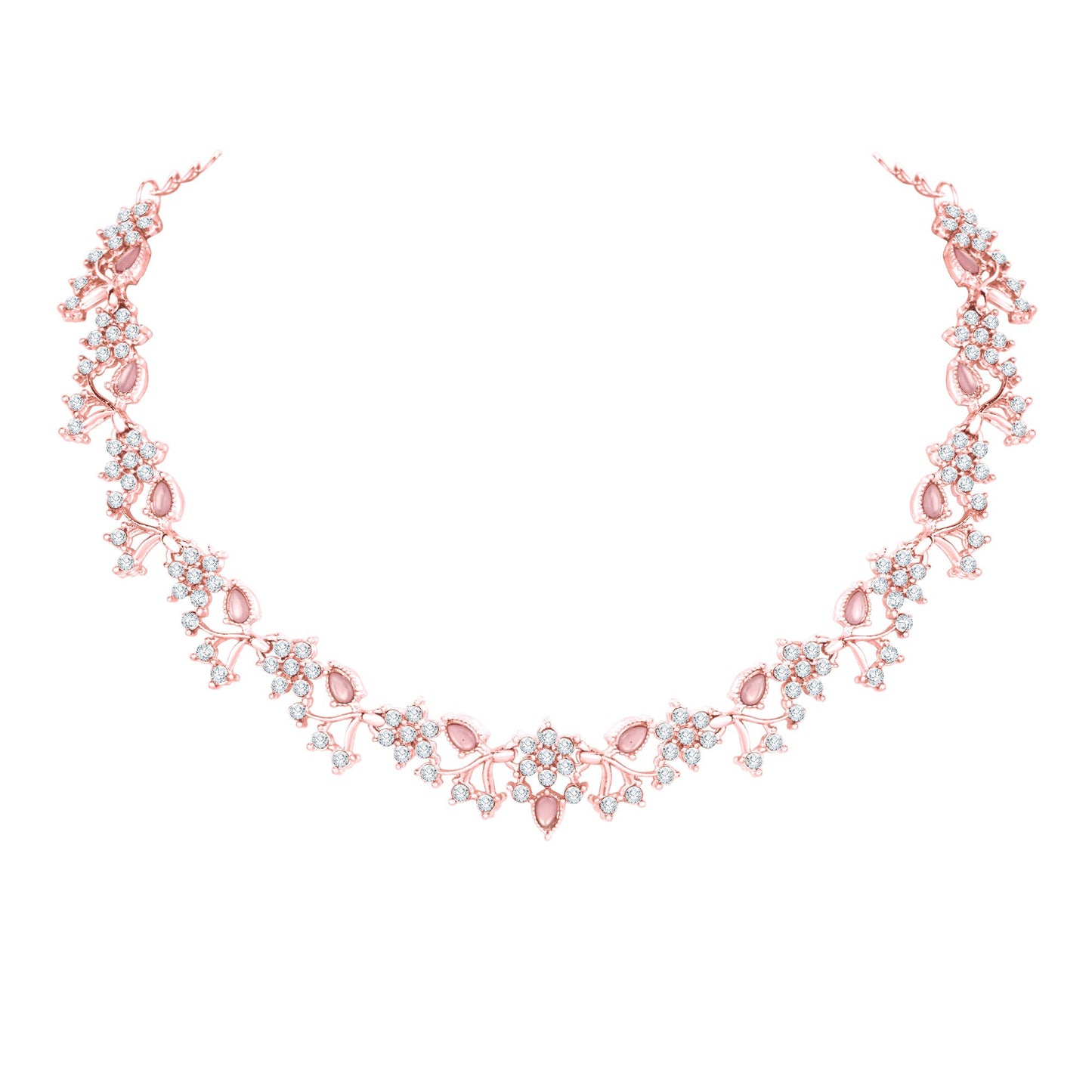Atasi International American Diamond AD with Colorful Crystal Necklace Jewellery Set for Women/Girls | Perfect for Weddings, Parties & Festive Occasions