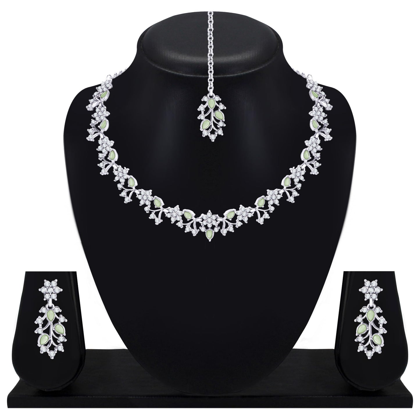 Atasi International American Diamond AD with Colorful Crystal Necklace Jewellery Set for Women/Girls | Perfect for Weddings, Parties & Festive Occasions