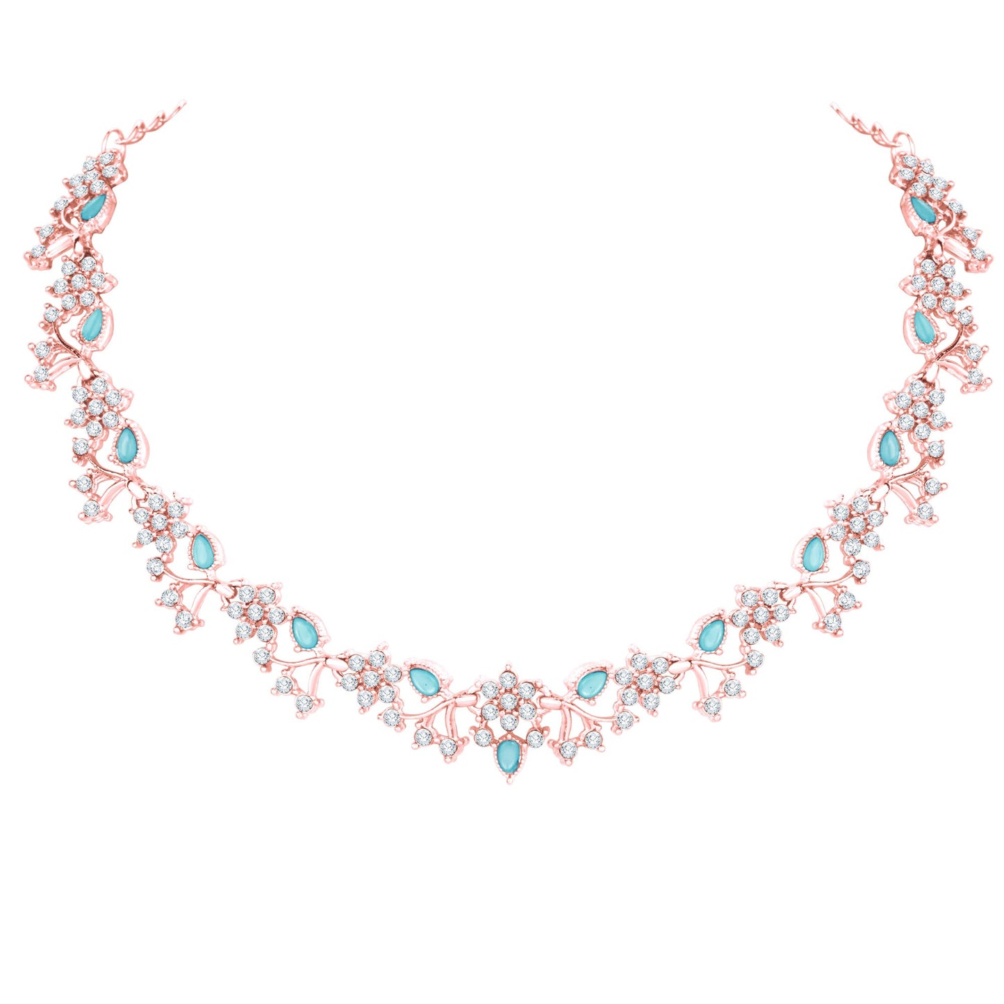Atasi International American Diamond AD with Colorful Crystal Necklace Jewellery Set for Women/Girls | Perfect for Weddings, Parties & Festive Occasions