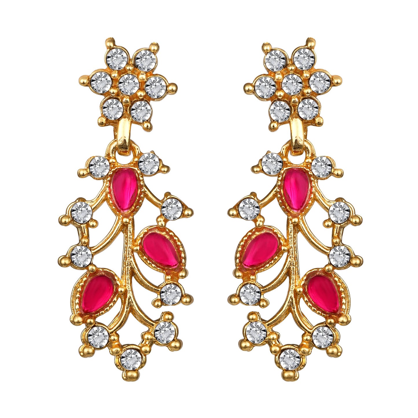 Atasi International American Diamond AD with Colorful Crystal Necklace Jewellery Set for Women/Girls | Perfect for Weddings, Parties & Festive Occasions