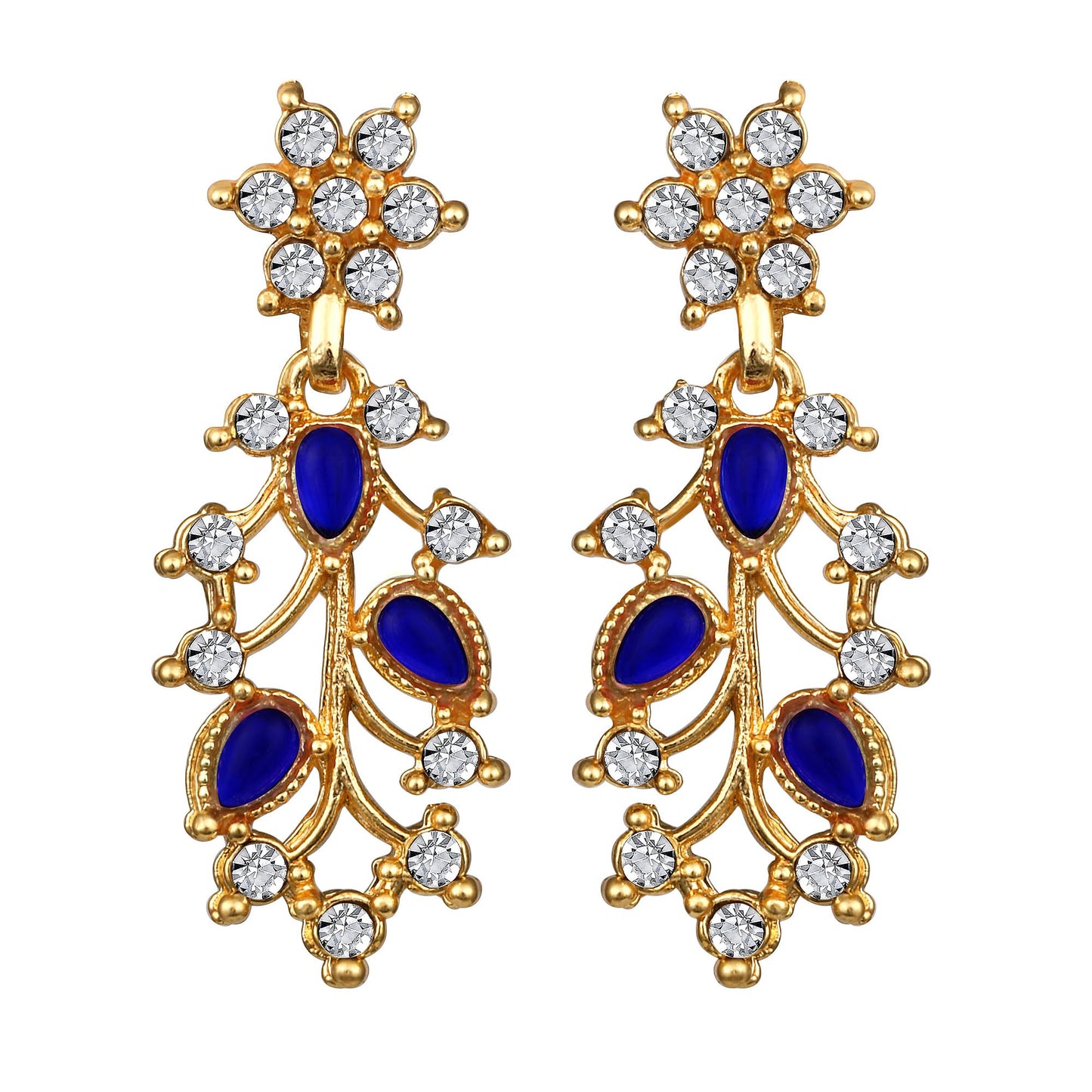 Atasi International American Diamond AD with Colorful Crystal Necklace Jewellery Set for Women/Girls | Perfect for Weddings, Parties & Festive Occasions